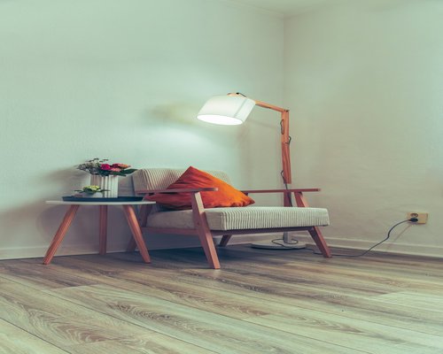 Cozy reading corner with warm lighting